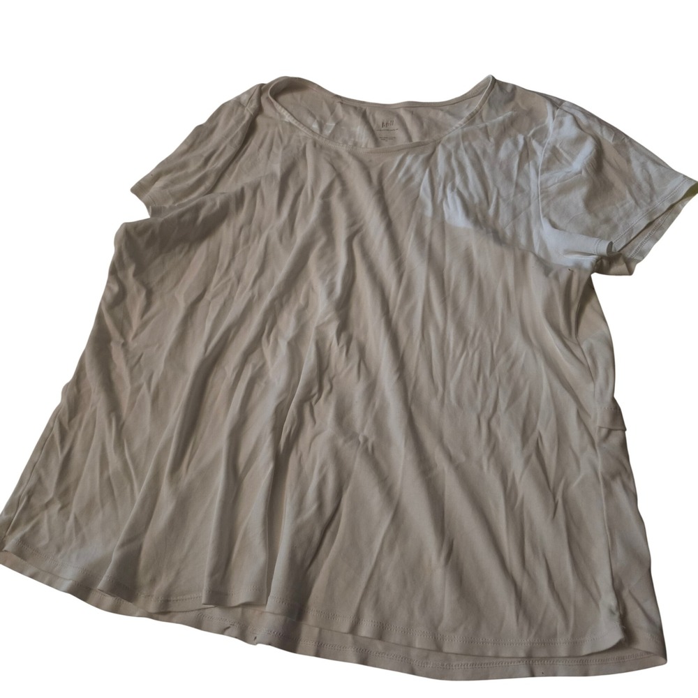 J. Jill Pima Shirred-Back Tee White Short Sleeve Scoop Neck Cotton Top XL